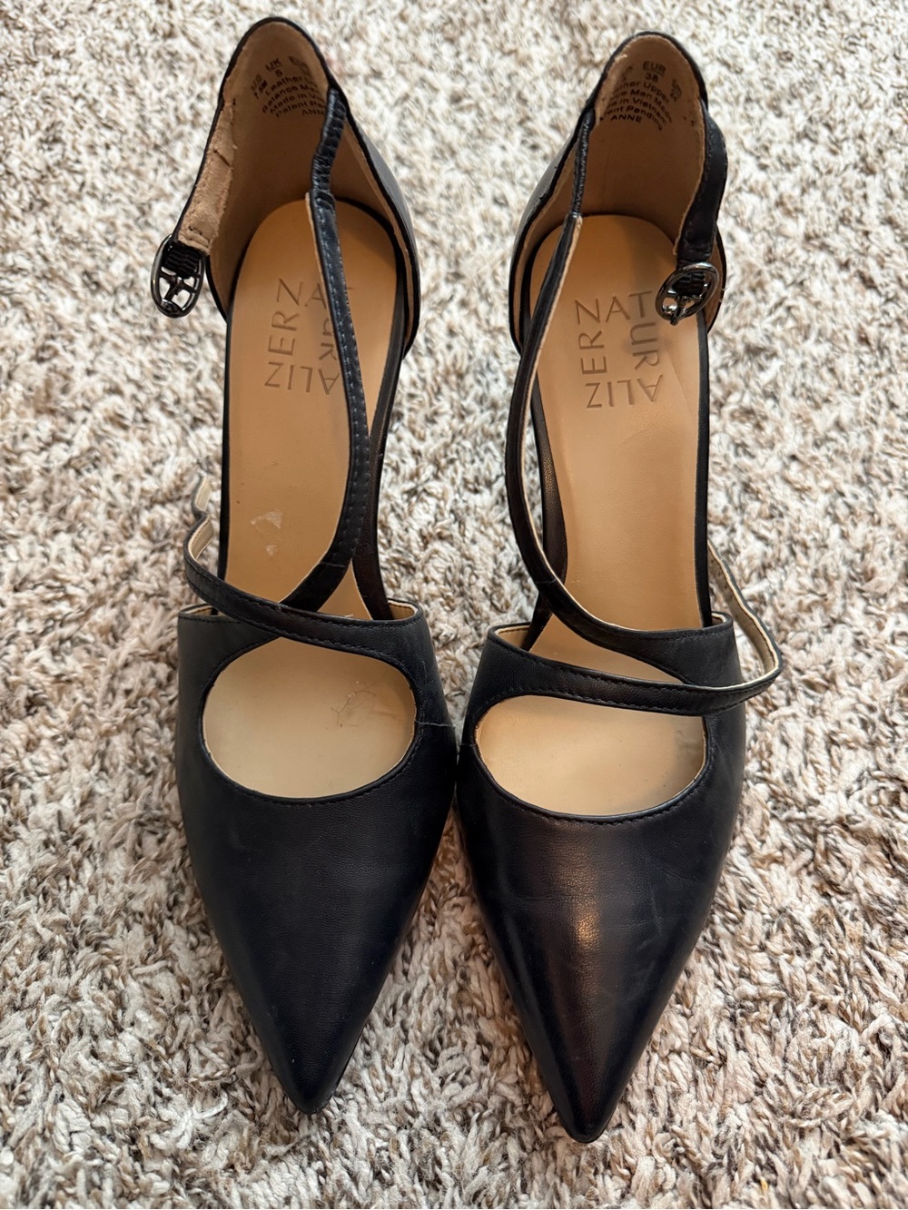 Naturalizer Black Pointed-Toe Strappy Pumps - only worn a few times